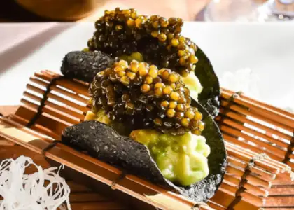 Nori Caviar Avocado Tacos by Chef Nobu
