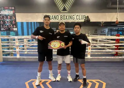 Saagar Pradhan, head coach Jake Verano, and Brondell Medina