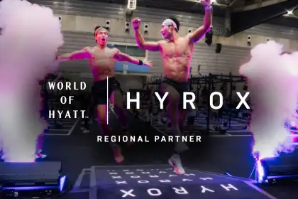 Poster for the partnership of Hyatt and HYROX