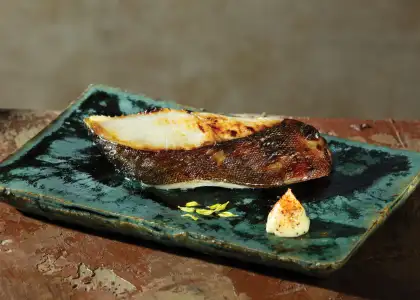 A grilled sablefish marinated in the sake lees from ‘sen-ryo Shokunin Junmai Daiginjo’’