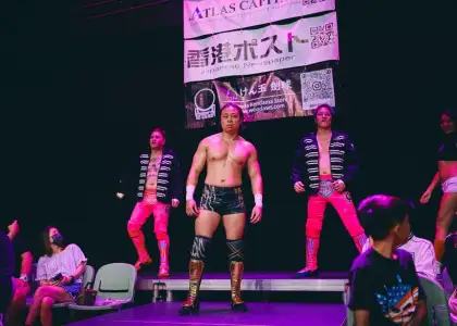 Bitman at a wrestling match