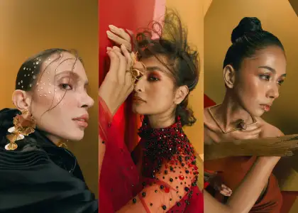 Models wearing Toblerone Truffles as accessories