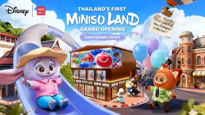 The poster for MINISO Land opening in Thailand