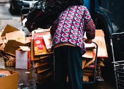A cardboard-picking granny