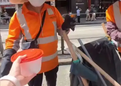 Screenshot of her reel, where she distributed meals to those in need