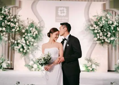 Couple getting married at Hotel ICON, best affordable wedding venues in Hong Kong