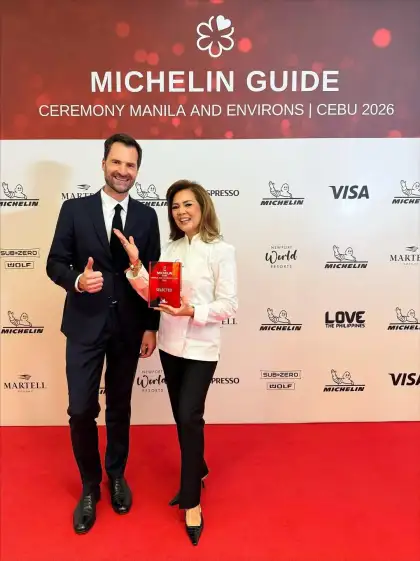 (From Left) Gwendal Poullennec, International Director of The MICHELIN Guides and Chef Cristina Santiago