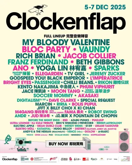 Lineup poster of artists for Clockenflap 2025