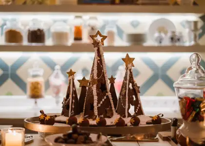 A table setting for Christmas Eve