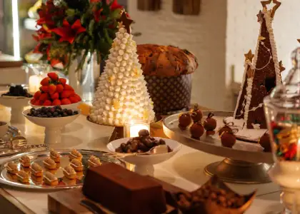 A table setting for Christmas Eve