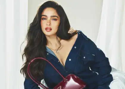 Andrea Brillantes with a red bag from GUESS