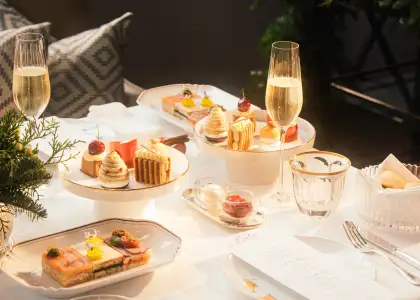 A festive afternoon tea spread at Lakorn