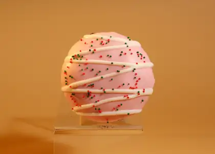 A cacao-forward chocolate chip donut