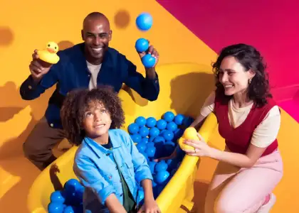 A family playing at Dopamine Land