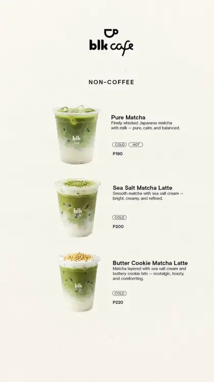 Matcha menu