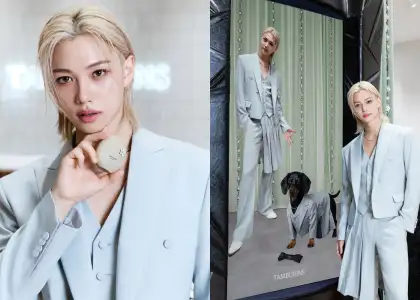 A closeup of Felix with the Thailand-exclusive Blue Hinoki perfume