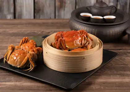 A whole steamed crab