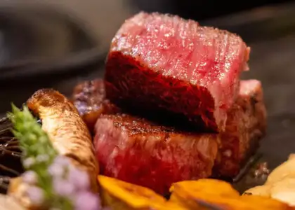 Medium rare wagyu beef