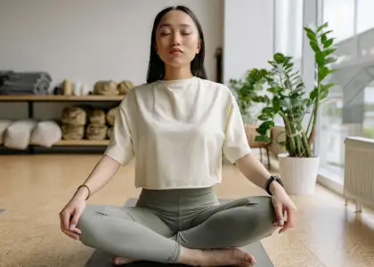A girl meditating
