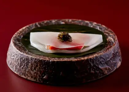 Thai Crepe with Crab Curry & Caviar dish