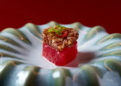 Mahor chicken with watermelon agar-agar