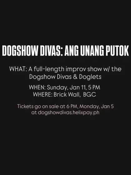 Announcement poster for Dogshow Divas' improv show
