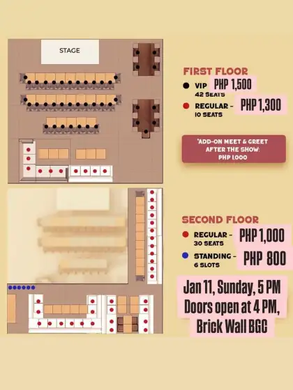 Seat plan for the improv show