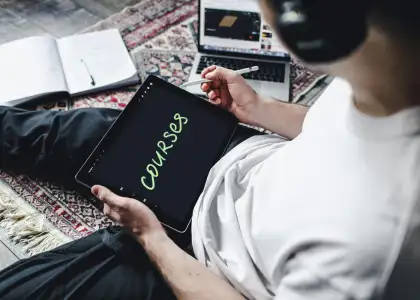 A man checking courses online