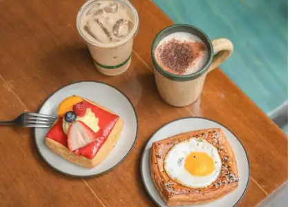Savory and sweet breads and coffee drinks at Bake House Manila
