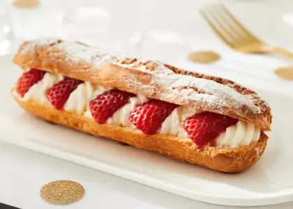 A photo of a Strawberry eclaire from PAUL Boulangerie