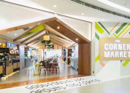 A photo of The Corner Market Food Hall entrance