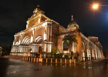 A photo of The Manila Cathedral at night