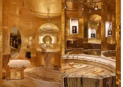 The VIP suite inside the boutique, with jewelry on the shelves