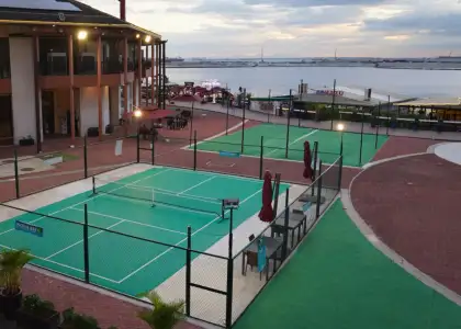 A photo of a Pickleball outdoor court