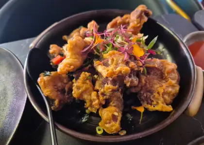 Pork ribs coated in flour and egg