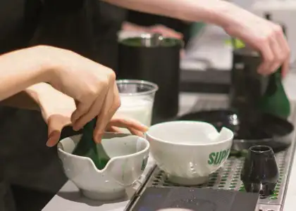 Matcha being whisked