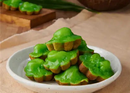 A green, pandan dessert