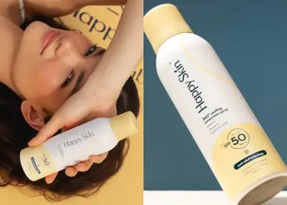 A bottle of aerosol sunscreen