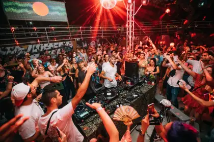 Attendees partying at Shi Fu Miz music festival in Hong Kong