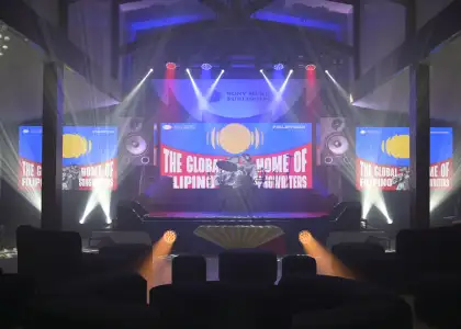 The stage at the media launch