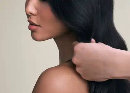 A model with lustrous black hair