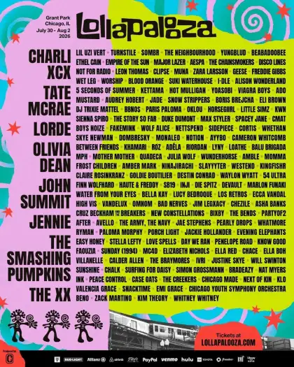 Lineup for Lollapalooza 2026