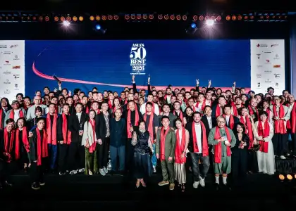 Group shot of all chef award winners at the Asia's 50 Best Restaurants 2026 award ceremony