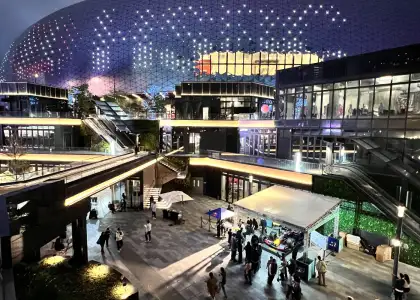 The Wine & Dine Village at night