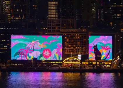 A digital mural at Tsim Sha Tsui Centre