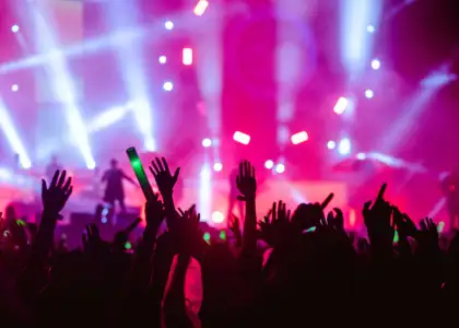 Silhouettes of hands in a concert