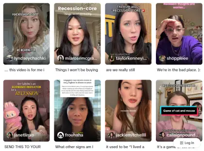 TikTok screenshot of #RecessionCore
