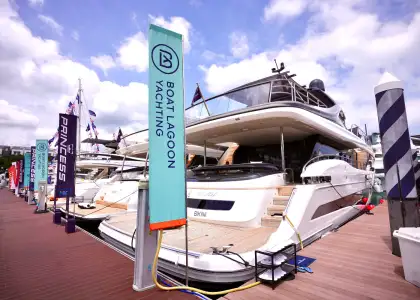 Yachts docked on a dock