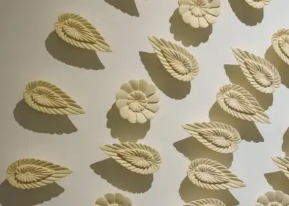 Details of a white ceramic installation