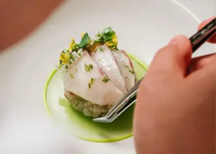 Gourmet dish at Amber Hong Kong at Landmark Mandarin Oriental Hotel Hong Kong